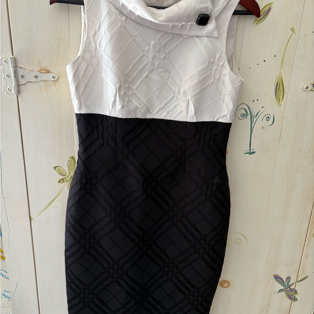 Tahari Women's Black and White Sleeveless Dress